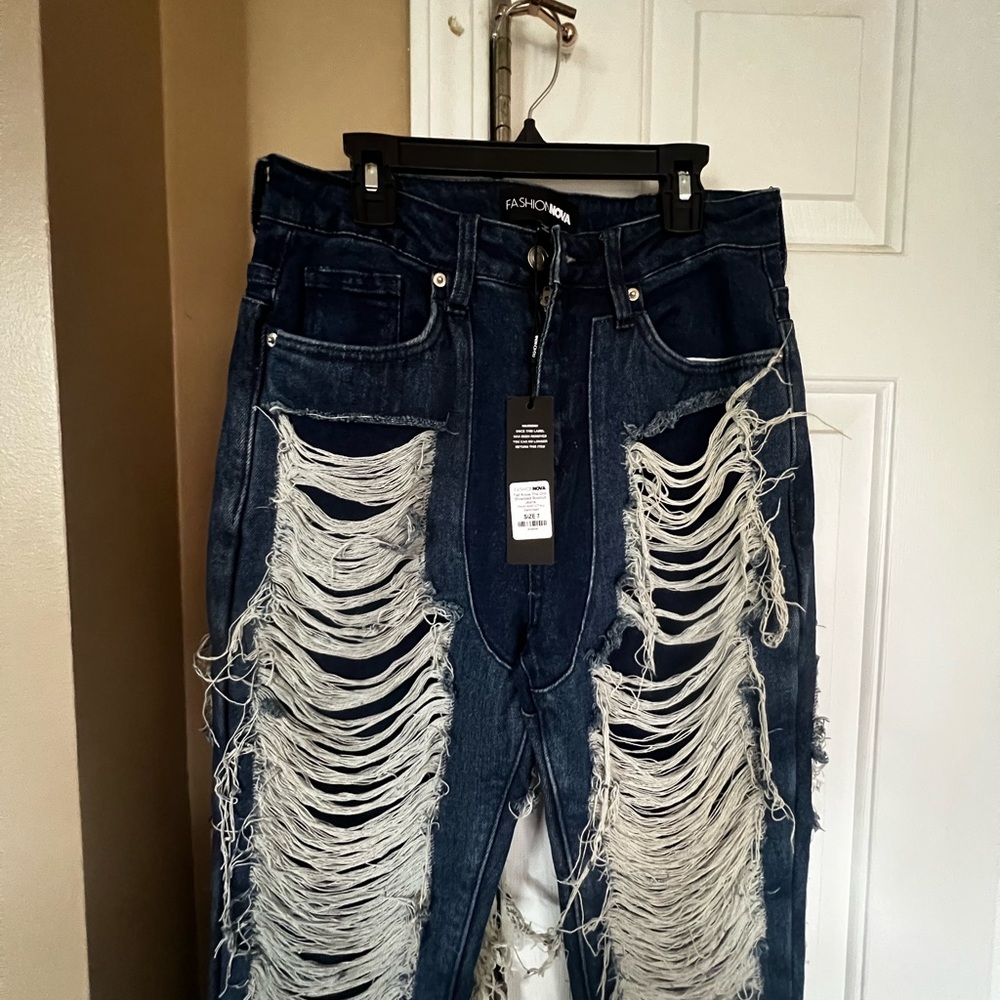 Fashion Nova Distressed Blue Jeans